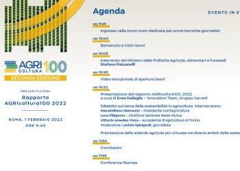 AGRI100 presenta il Rapporto 2022 - Martedigrave; 1deg; febbraio ore 9.45 - Museo dellAra Pacis - Roma