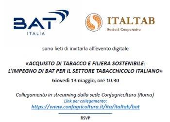 Acquisto di tabacco e filiera sostenibile: limpegno di BAT per il settore tabacchicolo italiano - Giovedigrave; 13 maggio, ore 10.30 in streaming