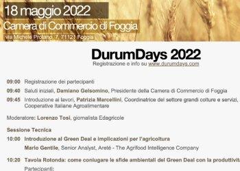 Cereali, a Foggia il 18 maggio le prime previsioni sulla campagna di grano duro nel consueto appuntamento dei Durum Days