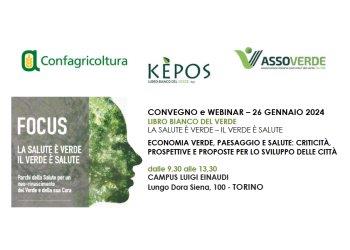 quot;La salute egrave; verde / Il verde egrave; salutequot; Riparte da Torino il tour nazionale del quot;Libro Bianco del Verdequot; promosso da Assoverde, Confagricoltura e Kegrave;pos